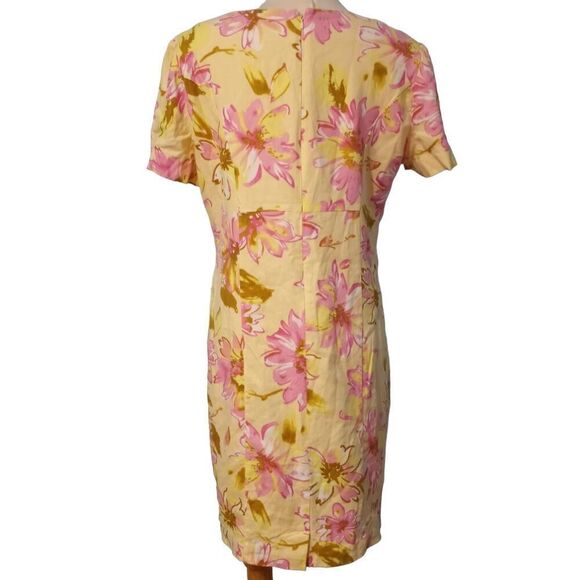 Chadwick's of Boston Floral Midi Dress Yellow/ Pink Size 12 - Picture 5 of 12